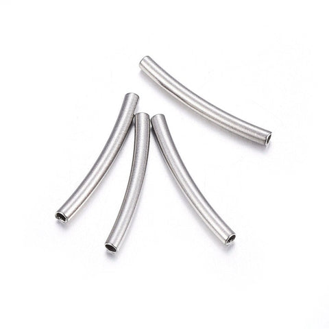 (ST6008) 304 Stainless Steel Tube Beads, Curved Tube, Size: about 20mm (4 PIECES) 304 Stainless Steel Tube Beads, Curved Tube, Stainless Steel Color Size: about 20mm long, 2mm in diameter, hole: 1.4mm