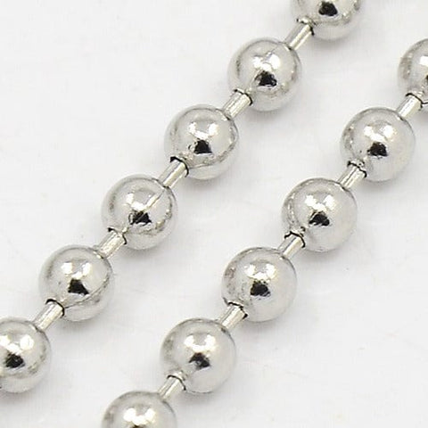 Stainless Steel Ball Chains, Steel 304, Stainless Steel Color, 3.2mm Stainless Steel Ball Chains, Steel 304, Stainless Steel Color, 3.2mm