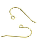 Sterling Silver 0,6mm Wire Hook Earring Supports, Gold Plated Sterling Silver 0,6mm Wire Hook Earring Supports, Gold Plated