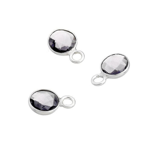Sterling silver 6mm set amethyst briolettes 1 ring Sterling silver 6mm set amethyst briolettes 1 ring