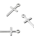 Sterling silver 6x10mm flat cross charms with ring Sterling silver 6x10mm flat cross charms with ring, anti-allergic (nickel-free) with anti-tarnish protection