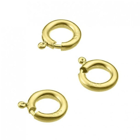 SILVER 925 1 MICRON GOLD PLATED () Sterling silver 7mm spring ring clasps without jump ring Sterling silver 7mm spring ring clasps without jump ring
