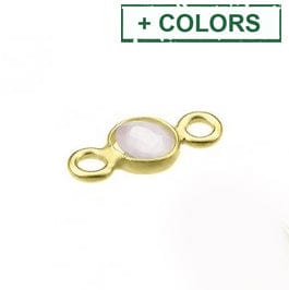 Sterling Silver 925 4mm Set Pink Quartz Briolettes link / connector Sterling Silver 925 4mm Set Pink Quartz Briolettes link / connector