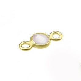 SILVER 925 - 3 MICRON GOLD PLATED Sterling Silver 925 4mm Set Pink Quartz Briolettes link / connector Sterling Silver 925 4mm Set Pink Quartz Briolettes link / connector