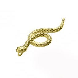SILVER 925 - 3 MICRON GOLD PLATED Sterling Silver 925 8x25mm Textured Snake Pendant Charm Sterling Silver 925 8x25mm Textured Snake Pendant Charm