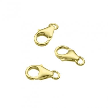 3 MICRON GOLD PLATED Sterling Silver 925 Carabiner Clasps 8.2mm Sterling Silver 925 Carabiner Clasps 8.2mm