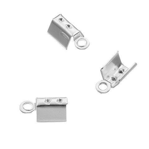 Sterling Silver Cord Ends with Ring, 3mm Sterling Silver Cord Ends with Ring, 3mm