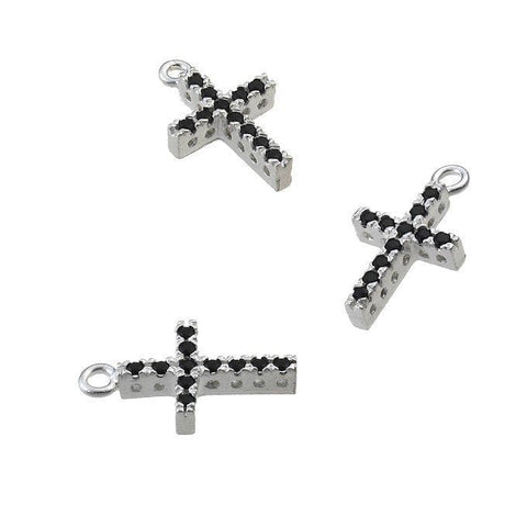 Sterling silver cross with black crystals 1,5cm Sterling silver cross with black crystals 1,5cm  Nickel free, anti-tarnish protection