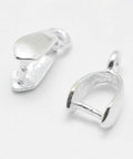 Sterling Silver Pendant Pinch Bails, about 5mm wide, 9mm long Sterling Silver Pendant Bails, Ice Pick & Pinch Bails, Silver Size: about 5mm wide, 9mm long, 3mm thick, 4x4mm inner diameter, hole: 1.5mm, Pin: 0.8mm
