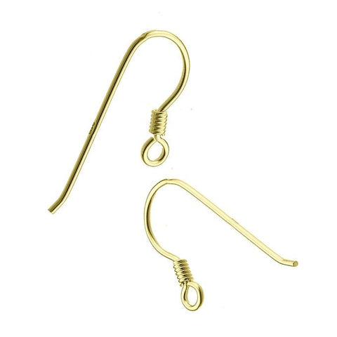 SILVER 925 / 1 MICRON GOLD PLATED Sterling Silver Spiral Earring Hooks Sterling Silver Spiral Earring Hooks