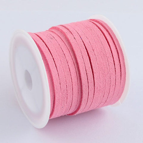 (SU2-28) Faux Suede Cord, Faux Suede Lace, HotPink Size: about 3mm wide, 1.5mm thick, spool: 49x44mm; about 5m/roll (SU2-28) Faux Suede Cord, Faux Suede Lace, HotPink Size: about 3mm wide, 1.5mm thick, spool: 49x44mm; about 5m/roll