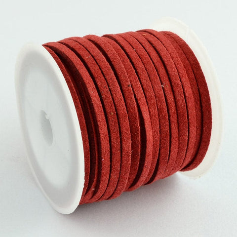 Suede 3mm 5m Roll - Red Suede 3mm 5m roll Red