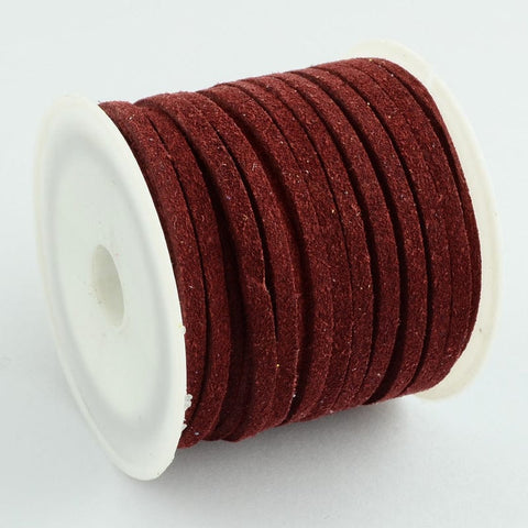 Suede Roll of 5m, Dark Red, 3mm suede 3mm Darkred