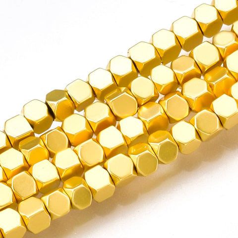 GOLD PLATED Synthetic Hematite Bead Strands, Cube, 2mm Synthetic Hematite Bead Strands, Cube, 2mm