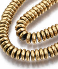 Synthetic Hematite Beads Strands, Heishi Beads, 18K Gold Plated, 6x2mm Synthetic Hematite Beads Strands, Heishi Beads, 18K Gold Plated, 6x2mm