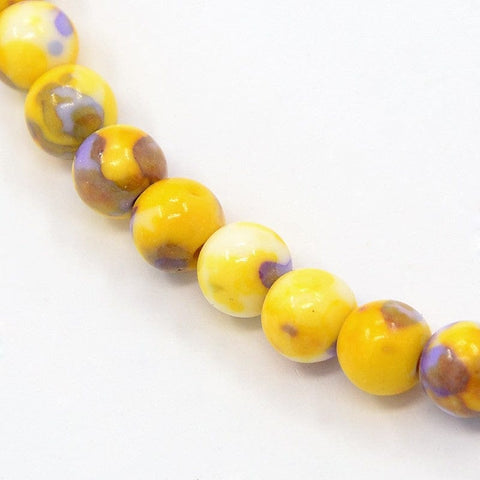 YELLOW Synthetic Ocean White Jade Beads Strands, Dyed, Round, 6mm Synthetic Ocean White Jade Beads Strands, Dyed, Round, 6mm