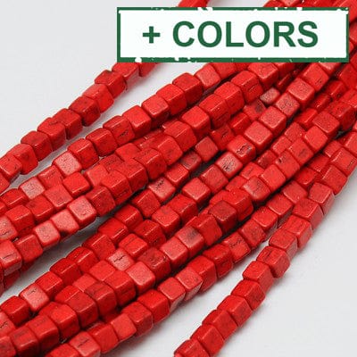 Synthetic Turquoise Bead Strands, Dyed, Cube, 4x4mm Synthetic Turquoise Beads Strands, Dyed, Cube