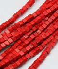 RED Synthetic Turquoise Bead Strands, Dyed, Cube, 4x4mm Synthetic Turquoise Beads Strands, Dyed, Cube