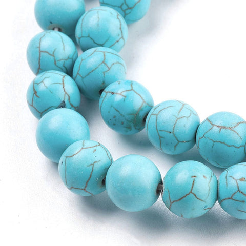 SKYBLUE Synthetic Turquoise Beads, Round, 10mm Gemstone Beads, Synthetical Turquoise, Round, SkyBlue Size: about 10mm in diameter, hole: 1.5mm; about 40pcs/strand.