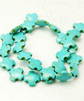 Synthetic Turquoise Beads Strands, Cross, Turquoise 15MM (CR5153) Synthetic Turquoise Beads Strands, Cross, Turquoise Size: about 15mm long, 15mm wide, 5mm thick; about 27pcs/strand, 15.9".