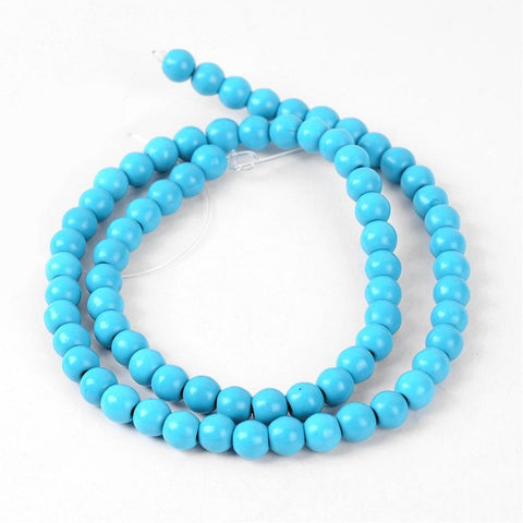 Synthetic Turquoise Beads Strands, Dyed, Round, DeepSkyBlue 6MM (BT3070) Synthetic Turquoise Beads Strands, Dyed, Round, DeepSkyBlue Size: about 6mm in diameter, hole: 1mm, about 67pcs/strand, 15.75".
