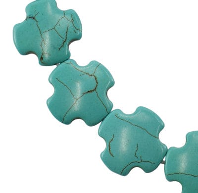 Synthetical Howlite Beads, Dyed, Cross, Turquoise 26MM (CR5157) Synthetical Howlite Beads, Dyed, Cross, Turquoise Size: about 26mm wide, 26mm long, 6mm thick, hole: 1mm