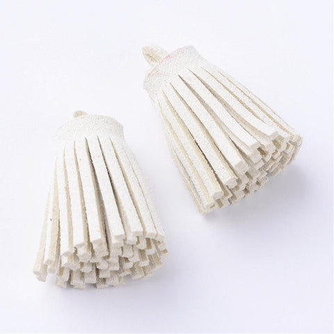 CREAMY WHITE (TA8321-19) (TA8321-X) Faux Suede Cord Tassel Pendant Decorations, 34mm (4 PCS) (TA8321-X) Faux Suede Cord Tassel Pendant Decorations, 34mm (4 PCS)