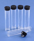 (TB5882) Clear plastic tube with a black lid. Size: 2cm in diameter, 10.5cm high  (2 PCS) Clear plastic tube with a black lid. Size: 2cm in diameter, 10.5cm high  These beads conatiners are made of plastic.