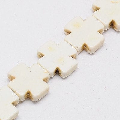 (TC5025A) Synthetic Turquoise Greek Cross, Ivory 20MM (10 PCS) Synthetic Turquoise Beads Strands, Dyed, Greek Cross, Ivory Size: about 20mm wide, 20mm long, 5mm thick, hole: 1mm