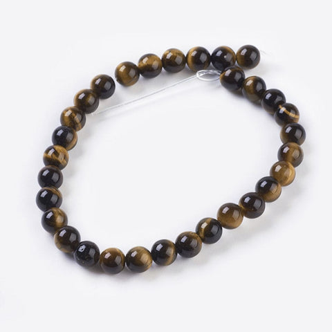 (TE4307) Natural Tiger Eye Beads Strands, Round 6MM (1 STR) Natural Tiger Eye Beads Strands, Round Size: about 6mm in diameterm, hole: 1mm; about 31pcs/strand, 8".