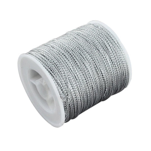(TH5467-02) SILVER (TH5467-X) 1mm Jewelry Braided Thread Metallic Cords, Silver 1mm thick (100 METS) 1mm Jewelry Braided Thread Metallic Cords, Silver Size: about 1.0mm thick, 100m/roll.