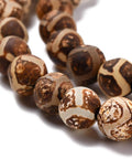 Tibetan Style Rust Turtle Back Pattern dZi Beads, Natural Agate Round Beads, Frosted, 8mm Tibetan Style Rust Turtle Back Pattern dZi Beads, Natural Agate Round Beads, Frosted, 8mm