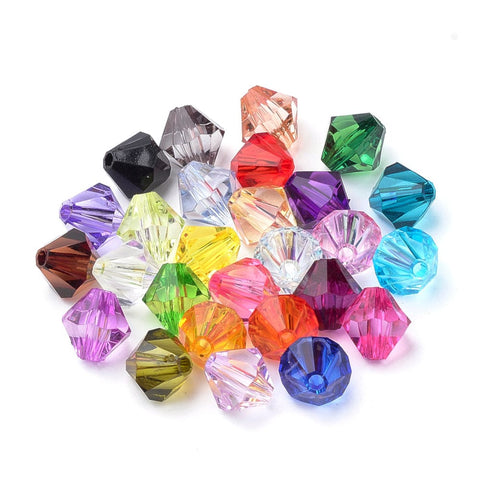 Transparent Acrylic Beads, Bicone, Mixed Color, 5.5x6mm Transparent Acrylic Beads, Bicone, Mixed Color, 5.5x6mm