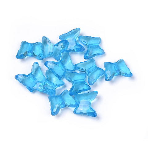 Transparent Acrylic Beads, Butterfly, Deep Sky Blue 15.5mm Transparent Acrylic Beads, Butterfly, Deep Sky Blue 15.5mm