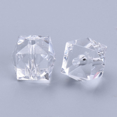 Transparent Acrylic Beads, Faceted, Cube, Clear Size: about 10mm Transparent Acrylic Beads, Faceted, Cube, Clear Size: about 10mm long, 10mm wide, 8mm thick, hole: 1.5mm