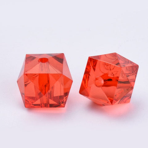 Transparent Acrylic Beads, Faceted, Cube, Red Size: about 10mm Transparent Acrylic Beads, Faceted, Cube, Red Size: about 10mm long, 10mm wide, 8mm thick, hole: 1.5mm