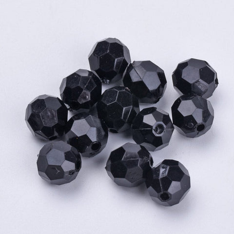 Transparent Acrylic Beads, Faceted, Round, Black Size: about 10mm Transparent Acrylic Beads, Faceted, Round, Black Size: about 10mm long, 9.5mm in diameter, hole: 1.8mm