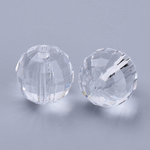 Transparent Acrylic Beads, Faceted, Round, Clear Size: about 10mm Transparent Acrylic Beads, Faceted, Round, Clear Size: about 10mm long, 10mm in diameter, hole: 1.9mm;