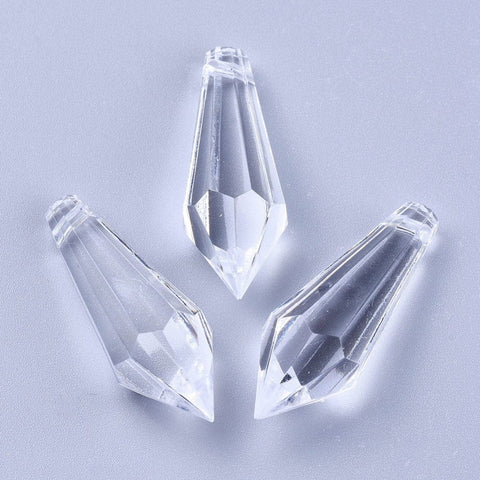 Transparent Acrylic Faceted Drop Pendants, 13x38mm Transparent Acrylic Faceted Drop Pendants, 13x38mm