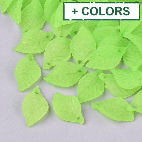 Transparent Acrylic Pendants, Frosted, Leaf, about 18mm Transparent Acrylic Pendants, Frosted, Leaf, LimeGreen Size: about 18mm long, 11mm wide, 3mm thick, hole: 2mm