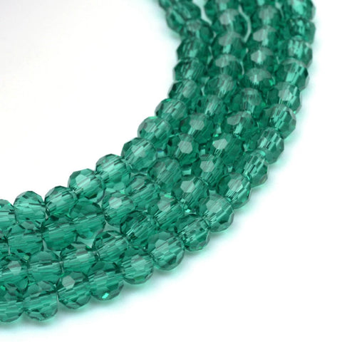 SEA GREEN Transparent Glass Bead Strands, Faceted Round, 6mm Transparent Glass Bead Strands, Faceted Round, 6mm
