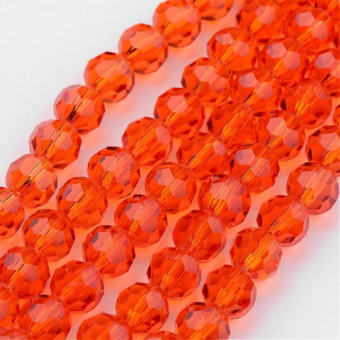 Transparent Glass Beads, Faceted, Round, Orange Red 8mm Transparent Glass Beads, Faceted, Round, Orange Red 8mm