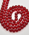 Transparent Round Frosted Glass Bead Strands, Dark Red, 8mm ​​Transparent Glass Bead Strands, Frosted, Round, DarkRed