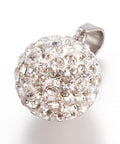 Trendy Jewelry Findings 304 Stainless Steel Round Disc Ball  14mm Trendy Jewelry Findings 304 Stainless Steel Round Disc Ball Pendants, with Polymer Clay Crystal Rhinestones, Stainless Steel Color Size: about 14mm in diameter, hole: 6x4mm.