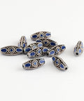 Triangle Handmade Indonesia Beads, with Alloy Cores, Antique Silver, DarkBlue 19MM (FB5139C) Triangle Handmade Indonesia Beads, with Alloy Cores, Antique Silver, DarkBlue Size: about 19mm long, 8mm wide, 8mm thick, hole: 1.5mm.