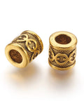 (TS907) Tibetan Style Bead Spacers, Tube, Antique Golden 10mm (4 PCS) (TS907) Tibetan Style Bead Spacers, Tube, Antique Golden 10mm (4 PCS)