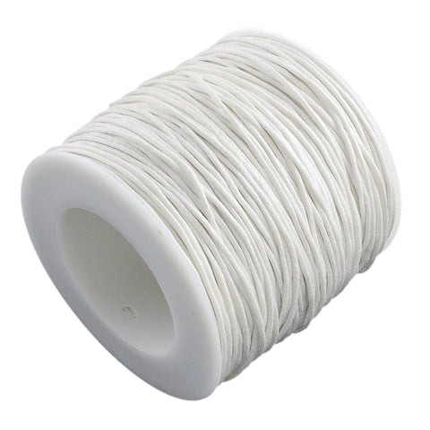 WHITE (CW7909-101) Waxed Cotton Macrame Cord, 1mm Waxed Cotton Macrame Cord, 1mm