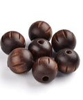 (WB2087) Wood Beads, Lead Free, Dyed, Round With Carved Pattern, Coffee Size: 25mm (10 PCS) Wood Beads, Lead Free, Dyed, Round With Carved Pattern, Coffee Size: 25mm in diameter, hole: 6~7mm.