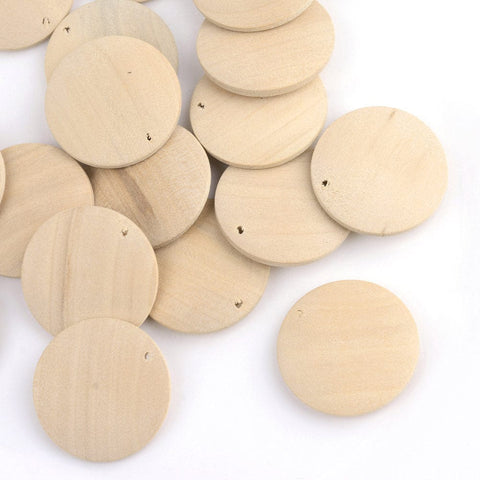 (WB5027) Wood Pendants, Flat Round, PapayaWhip 29MM (10 PCS) Wood Pendants, Flat Round, PapayaWhip Size: about 28~29.5mm in diameter, 5mm thick, hole: 1.5mm.