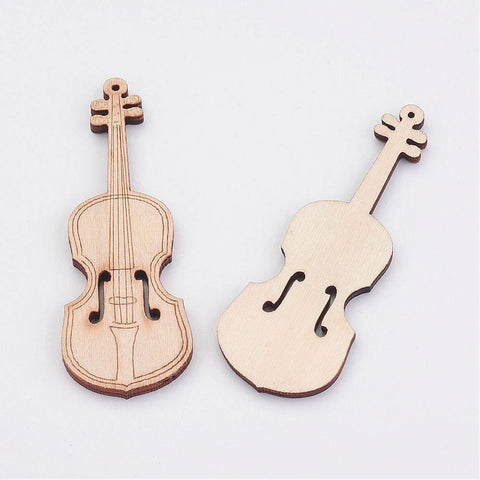 (WB5028) Wooden Pendant, Violin, AntiqueWhite 73MM (4 PCS) Wooden Pendant, Violin, AntiqueWhite Size: about 73.5mm long, 27mm wide, 4mm thick, hole: 1mm.